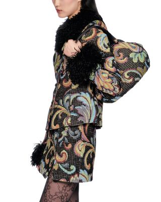 Tapestry Faux Fur Jacket