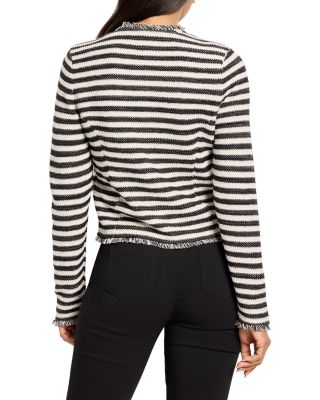 Striped Fringe Mix Femme Knit Jacket