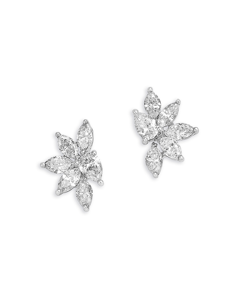 Bloomingdale's Fine Collection Diamond Pear & Marquis Cluster Stud Earrings In 14k White Gold, 0.61 Tcw In Gold