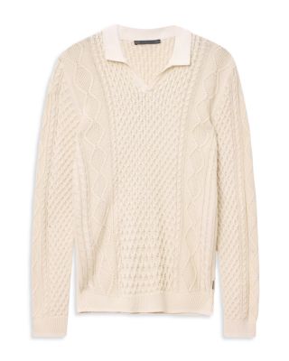 Haynes Open Collar Cable Polo Sweater