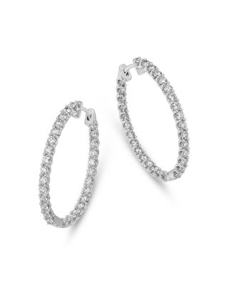 Diamond Inside Out Hoop Earrings in 14K White Gold, 3.0 tcw