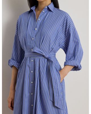 Striped Belted Broadcloth Shirtdress