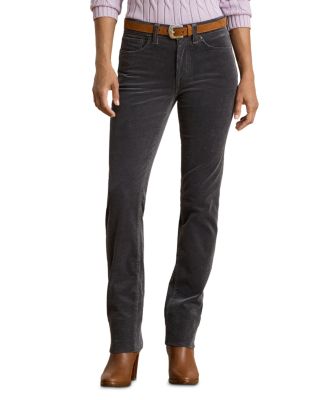 Stretch Corduroy Mid-Rise Straight Pants