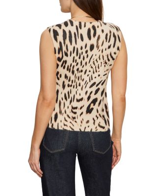 Fuzzy Leopard Sleeveless Sweater