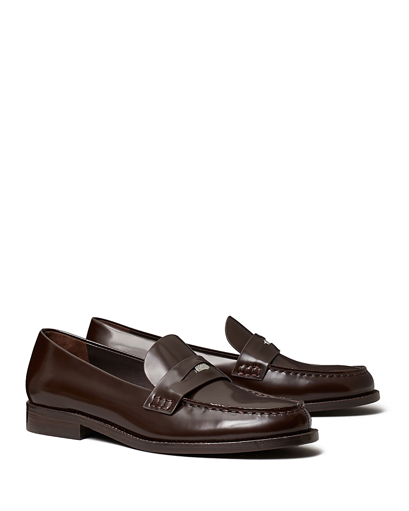 Tory Burch Women's Classic Brown Leather Penny Loafers