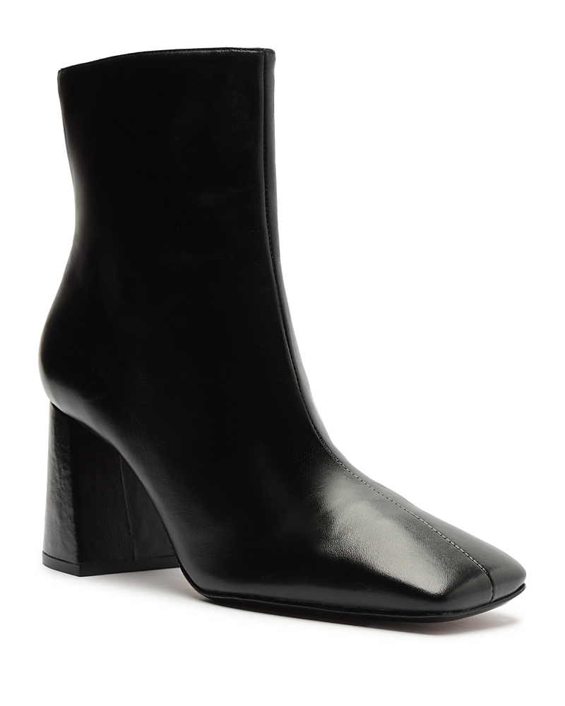 Schutz Leia Leather Block-heel Ankle Booties In Black