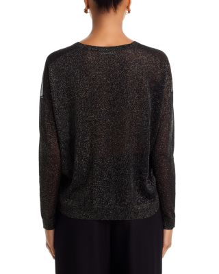 Metallic V Neck Pullover Sweater