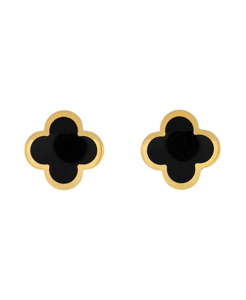 Pre-owned Pre-owned Van Cleef & Arpels Van Cleef & Arpels Pure Alhambra Stud Earrings 18k Gold And Onyx