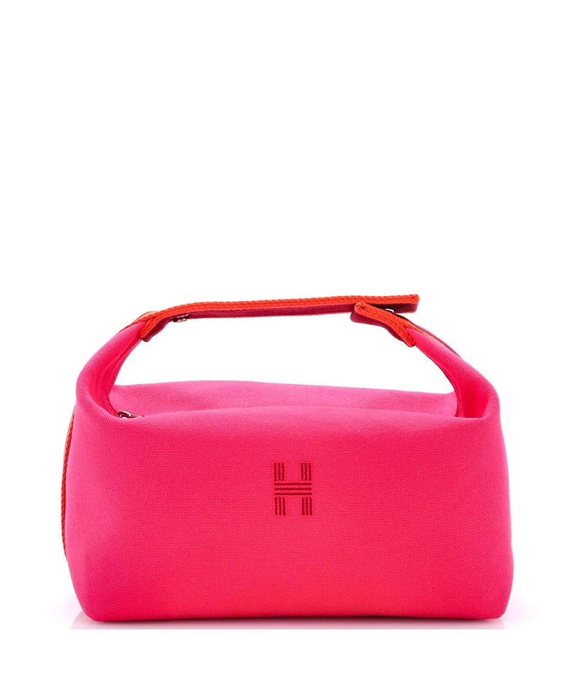 Pre-owned Pre-owned Hermes Hermes Gm Bride-a-brac Travel Case Toile In Pink