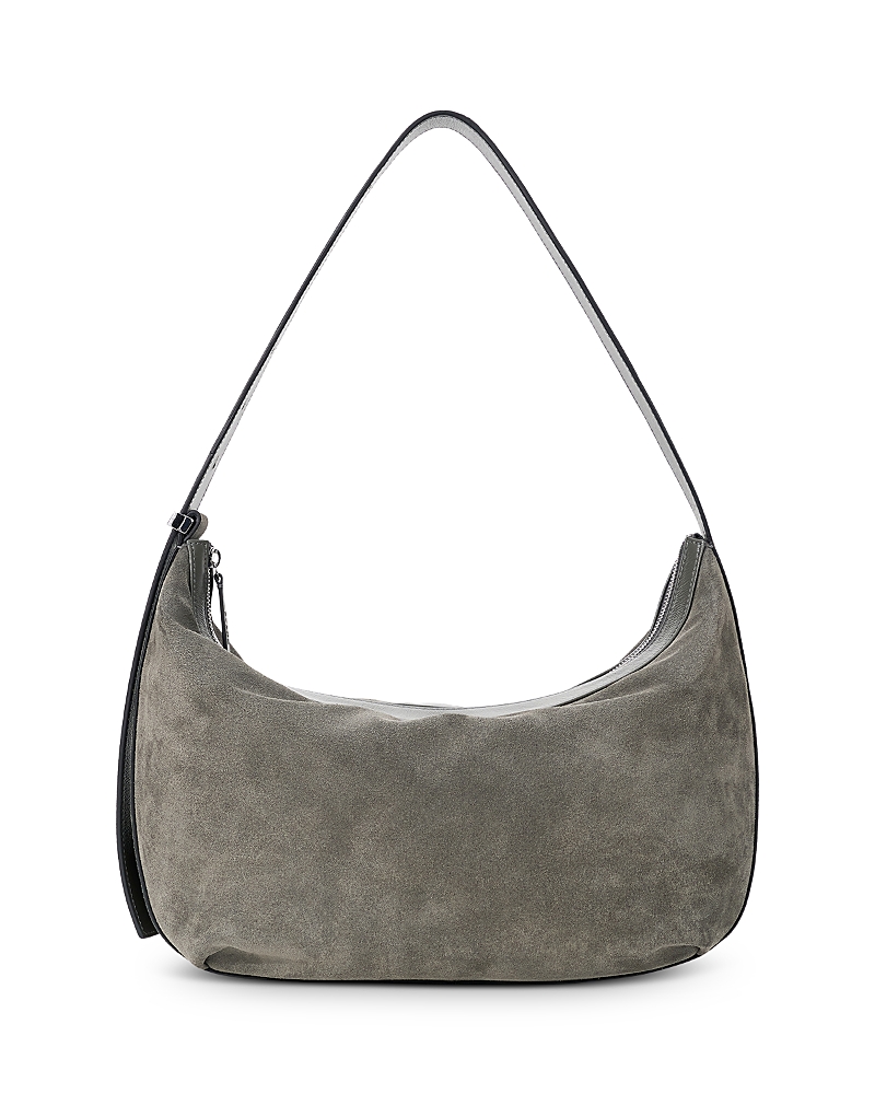 Staud Large Demy Suede Shoulder Bag In Gray