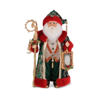 Evergreen and Crimson Santa Figurine