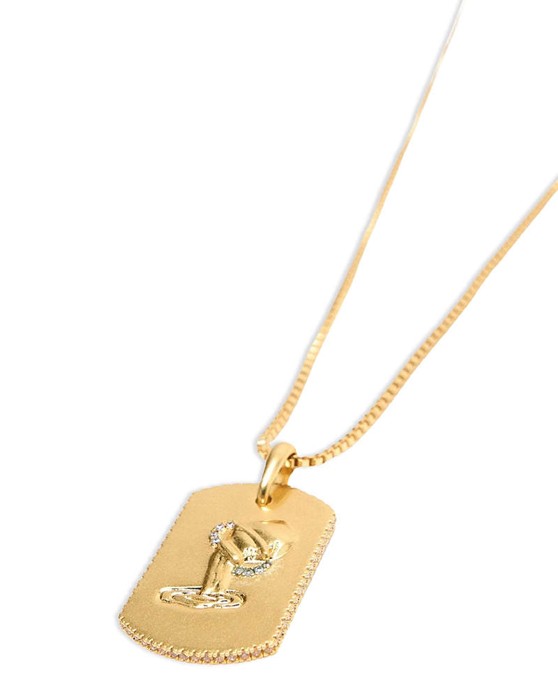 Maje Zodiac Dog Tag Pendant Necklace, 26.5 · OS