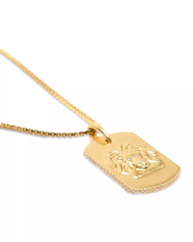 Maje Zodiac Dog Tag Pendant Necklace, 26.5