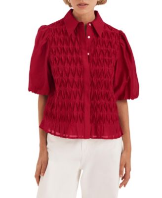  Women's Puff Sleeve Smock Shirt
