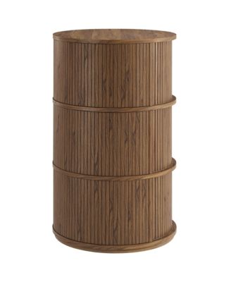  Clement Round Pedestal Stand Storage Table with Sliding Tambour Doors
