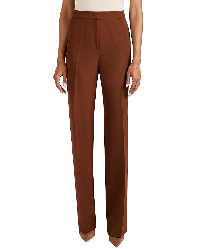 Santorelli Prima Straight Leg Pants In Soft Stretch Crepe In White
