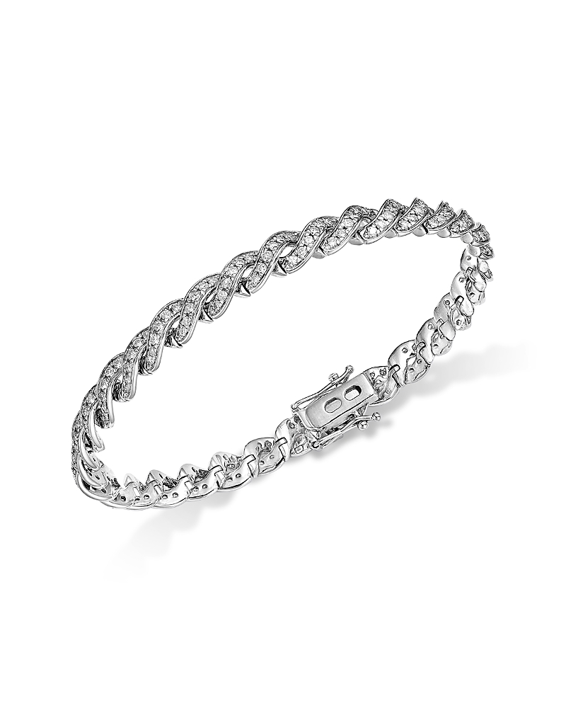 Bloomingdale's Fine Collection Diamond Twist Bangle Bracelet In 14k White Gold, 2.0 Tcw In Metallic