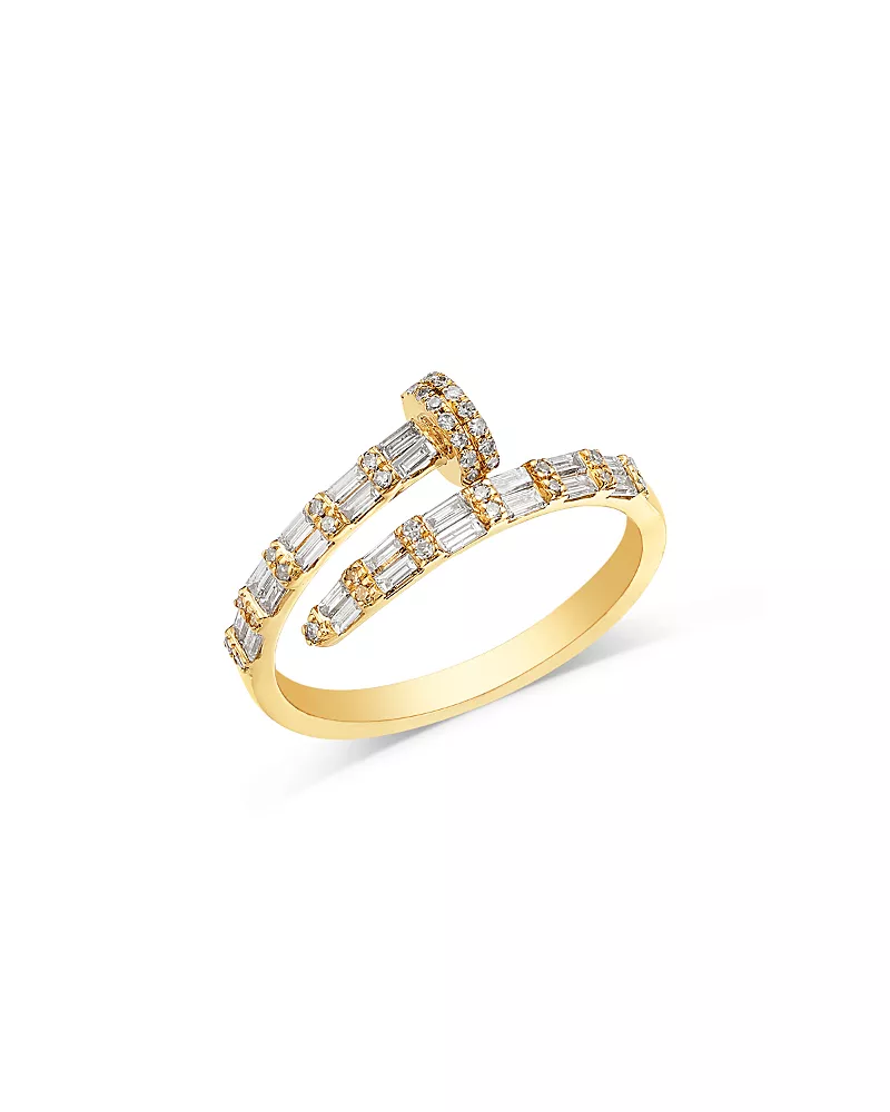 Bloomingdale's Fine Collection Diamond Round & Baguette Bypass Ring in 14K Yellow Gold, 0.50 tcw