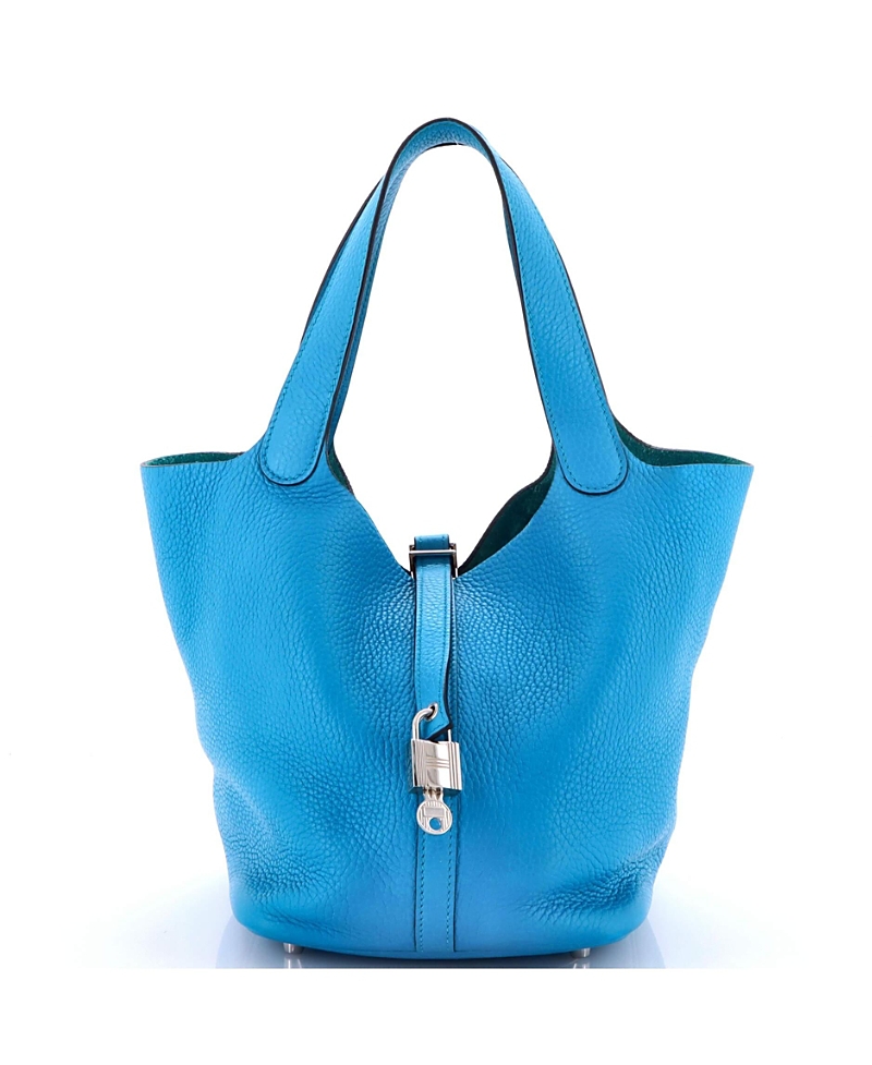 Pre-owned Pre-owned Hermes Hermes Mm Picotin Lock Bag Clemence In Blue