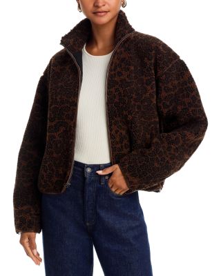 Sun Sherpa Zip Up Leopard Jacket