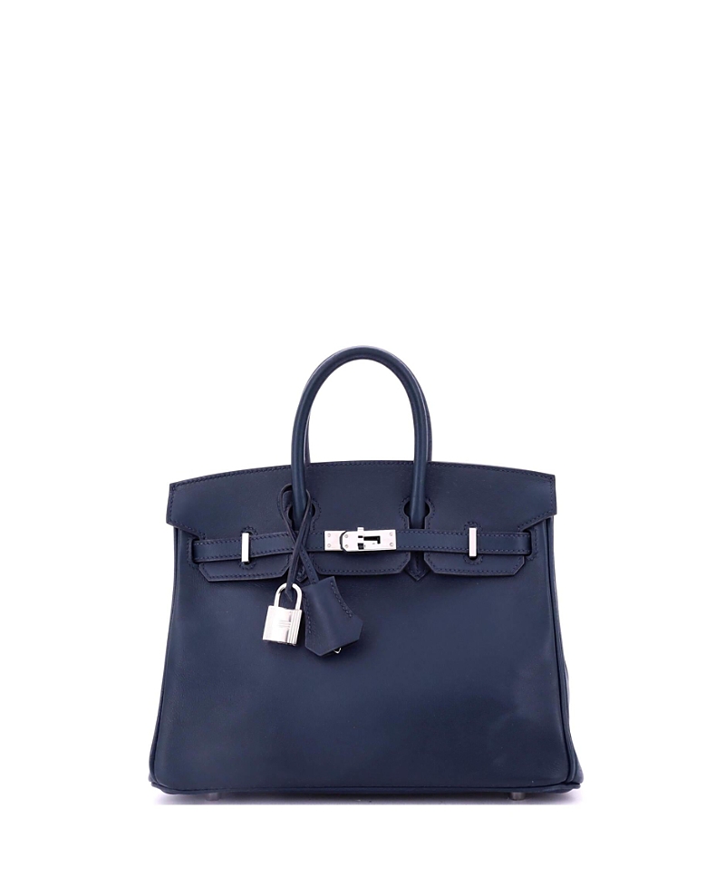 Pre-owned Pre-owned Hermes Hermes Birkin 25 Handbag Blue Swift With Palladium Hardware