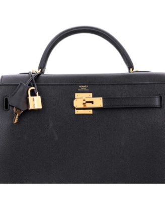 Kelly 32 Handbag Black Epsom with Gold Hardware