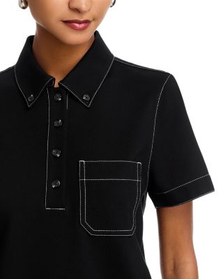 Irina Contrast Stitch Polo Top 
