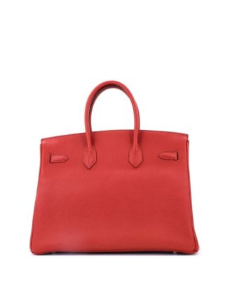 Birkin 35 Handbag Red Togo with Palladium Hardware