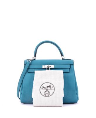 Kelly 28 Handbag Blue Togo with Palladium Hardware