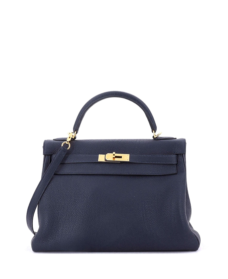 Pre-owned Pre-owned Hermes Hermes Kelly 32 Handbag Blue Togo With Gold Hardware