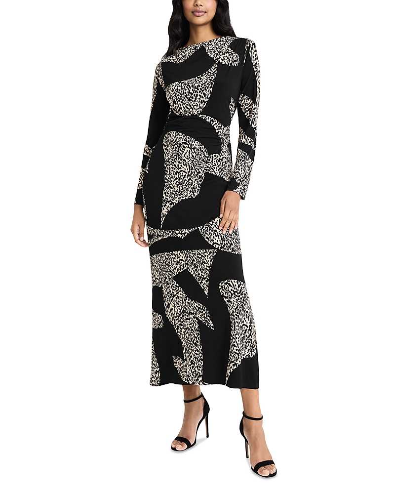 Donna Morgan For Maggy Colorblock Long Sleeve Maxi Dress In Black