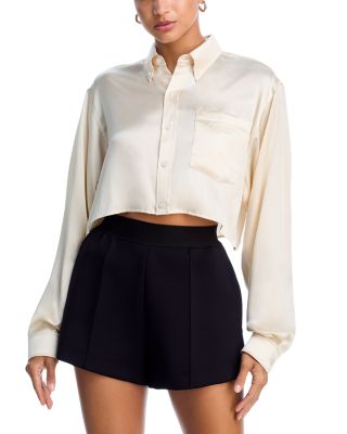 Silk Cropped Boyfriend Shirt