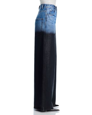 Surge High Rise Wide Leg Jeans With Partial Coating in Vintage Marbled Blue