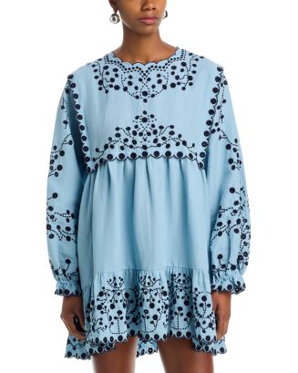 Sea Women's Frances Embroidered Mini Dress - Blue - Size XS
