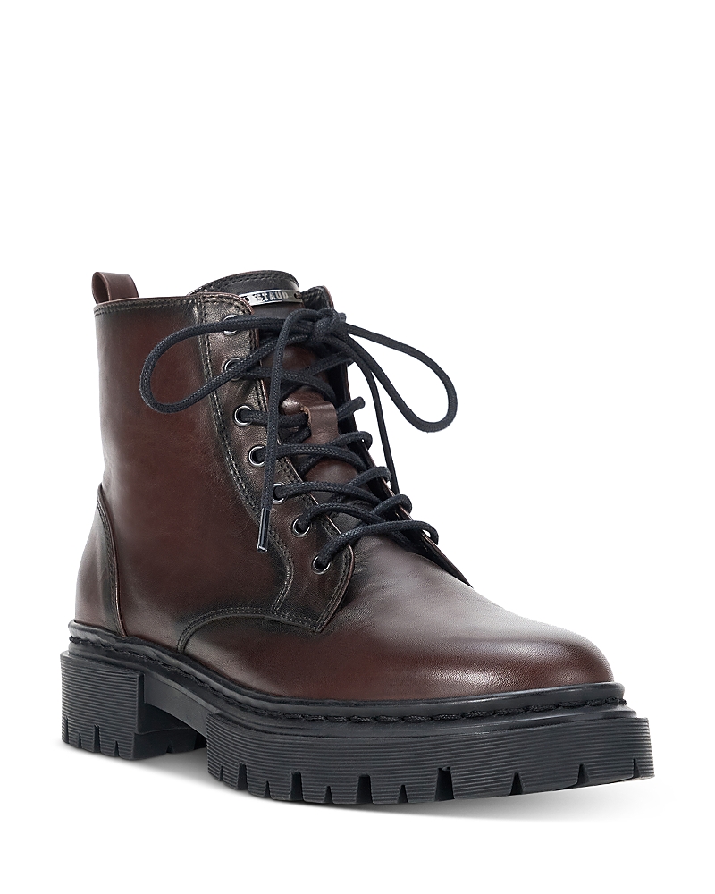 Staud Henry Leather Combat Boots In Brown