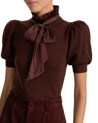 Chase Puff Sleeve Ruffle Neck Sweater