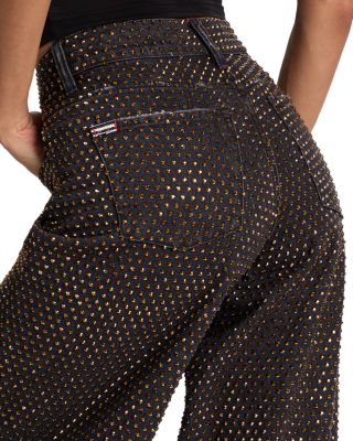 Amazing Low Rise Embellished Wide Leg Jeans in Den Lack