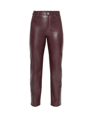 Cindy Recycled Leather Slim Jeans in Port Wine