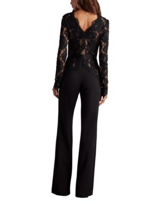 Amaris Plunging Illusion Lace Jumpsuit