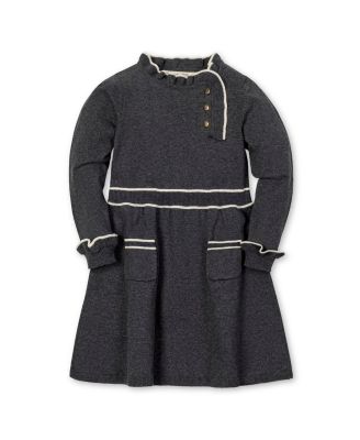 Girls' Organic Long Sleeve Ruffle Trim Sweater Dress - Little Kid, Big Kid