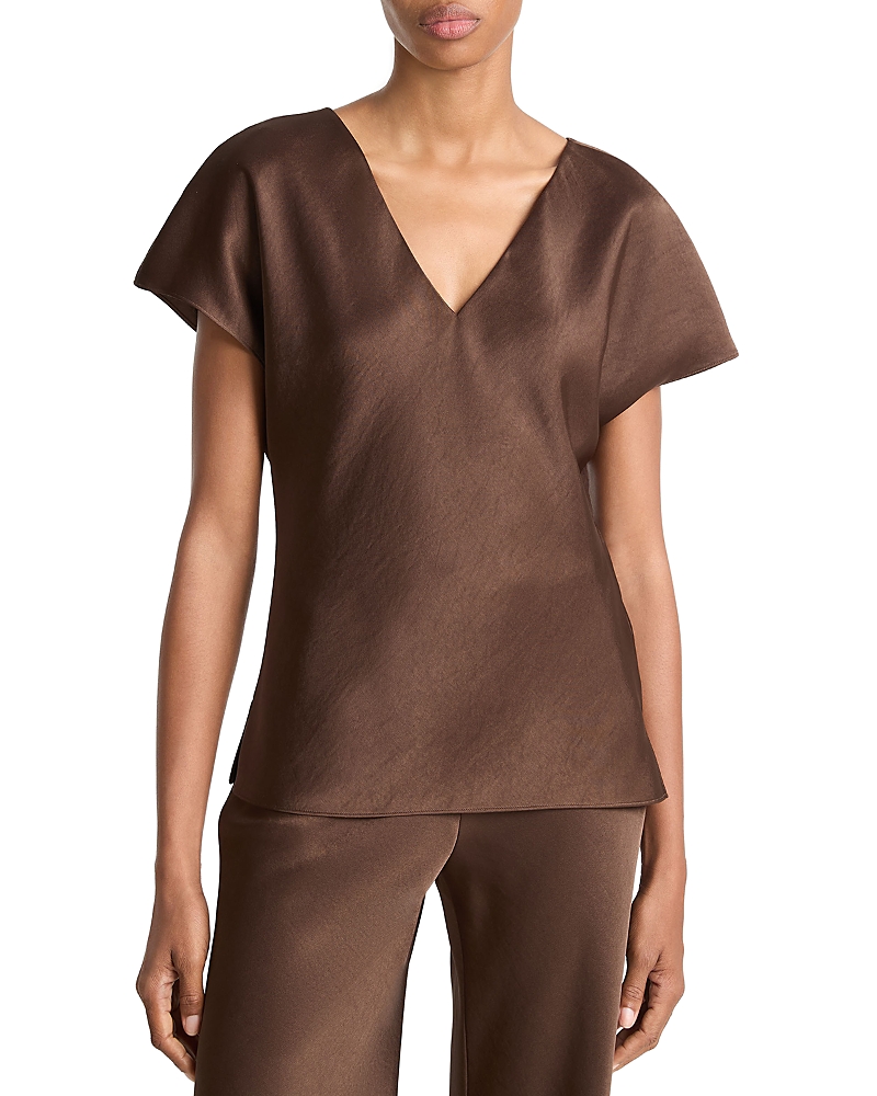 Vince Essential Cap Sleeved V Neck Blouse