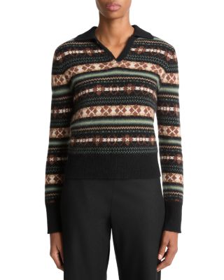Fair Isle Cashmere Polo Sweater