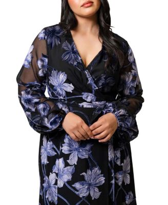 Plus Size Genevieve Long Velvet Wrap Dress