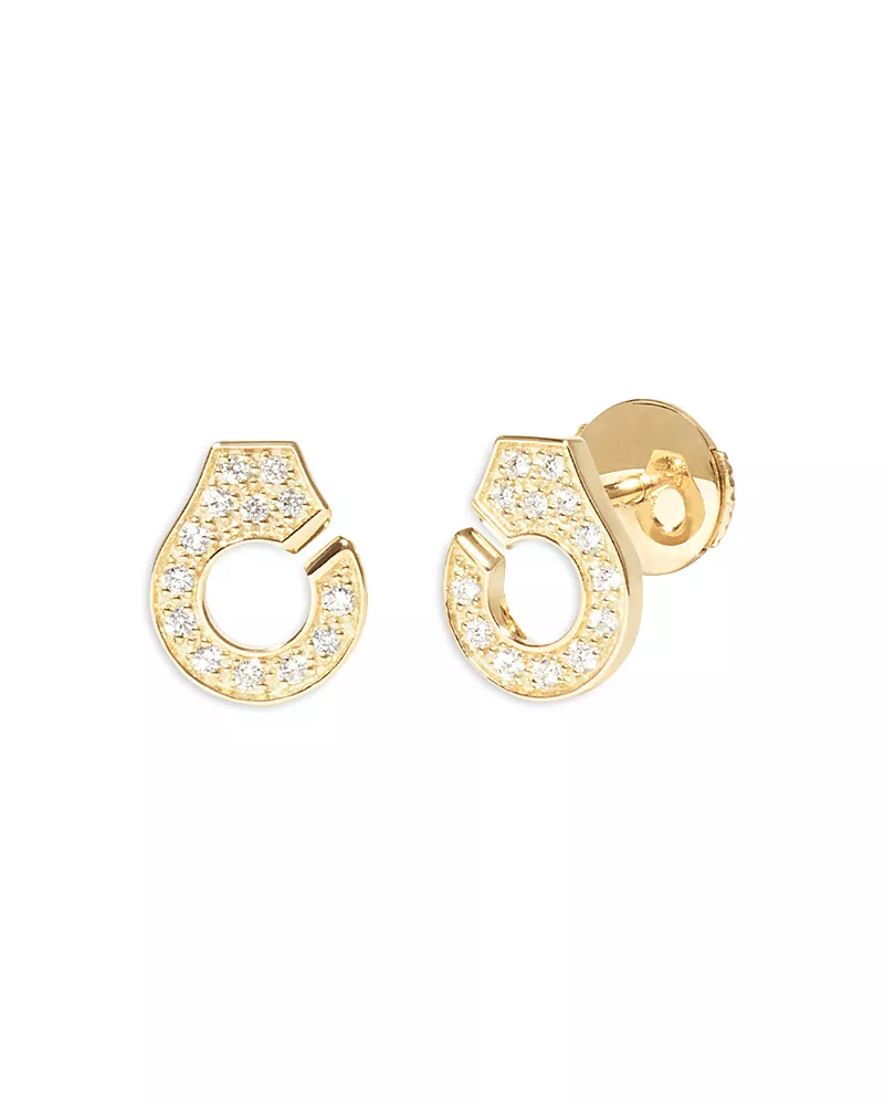 Dinh Van 18K Yellow Gold Menottes Dinh Van Diamond Stud Earrings