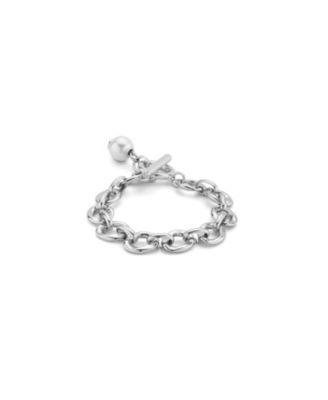 Sterling Silver Plated with a Pearl Link Bracelet