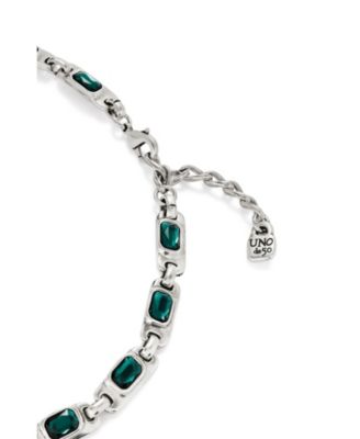  Sterling Silver-Plated Necklace with Green Crystals