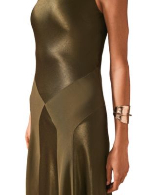 Women's Panelled Satin Maxi Dress