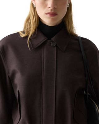 Cropped Track Jacket in Wool-Blend