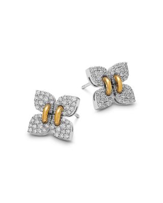 18K Yellow & White Gold Love in Verona Diamond Filo Stud Earrings