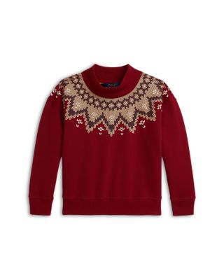 Girls' Fair Isle Fleece Boxy Sweatshirt - Little Kid